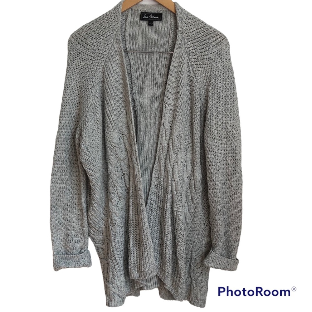 SAM EDELMAN Gray textured heavy knit cardigan cable knit wool blend size Small